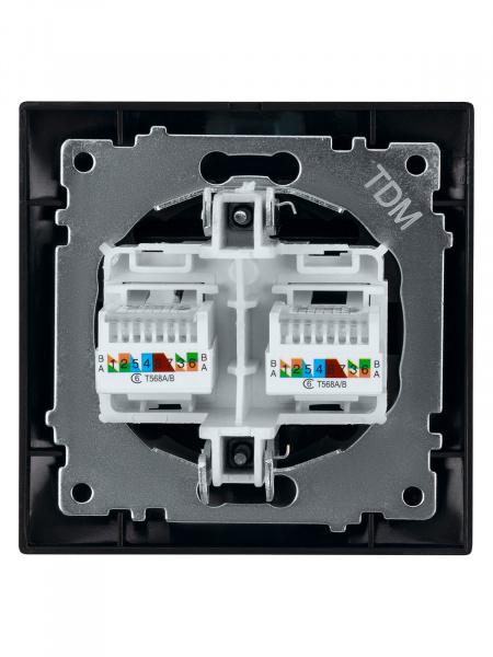 Розетка компьютерная двойная RJ45 графит "Лама" TDM