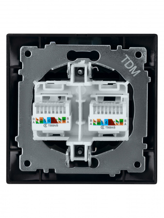 Розетка компьютерная двойная RJ45 графит "Лама" TDM