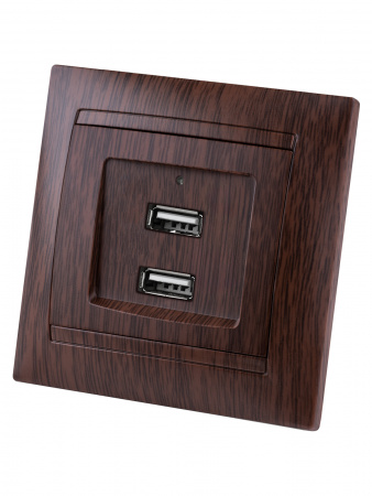 Розетка 2USB порт 2,1А 5В венге "Лама" TDM