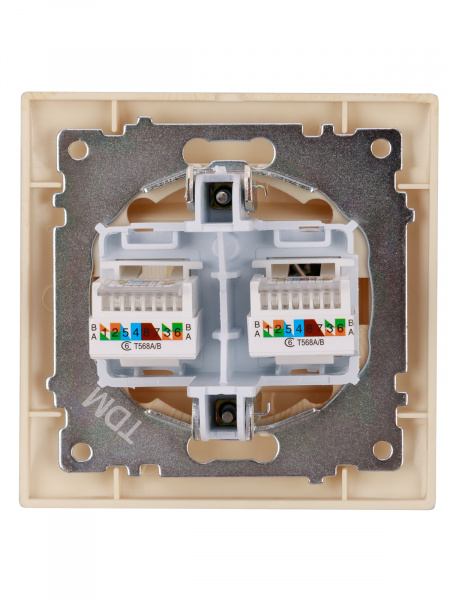 Розетка компьютерная двойная RJ45 сосна "Лама" TDM