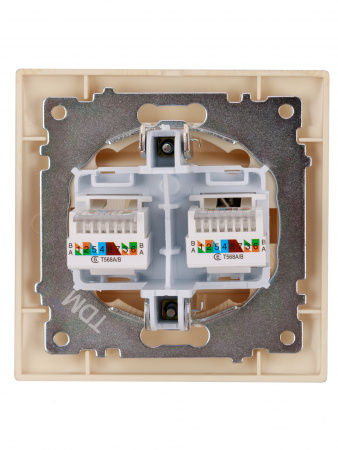 Розетка компьютерная двойная RJ45 сосна "Лама" TDM