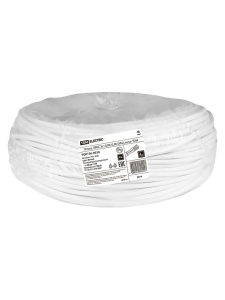 Провод ПРКС 3х1,5(N)-0,38 (50м), белый TDM