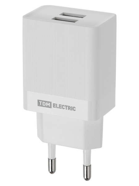 Сетевое зарядное устройство, СЗУ 7, Quick Charge 3.0, 3 А, 2 USB, белый, TDM