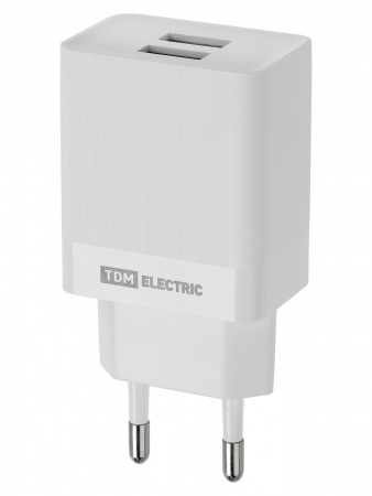 Сетевое зарядное устройство, СЗУ 7, Quick Charge 3.0, 3 А, 2 USB, белый, TDM