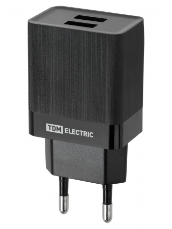 Сетевое зарядное устройство, СЗУ 8, Quick Charge 3.0, 3 А, 2 USB, черный, TDM