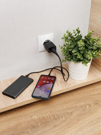 Сетевое зарядное устройство, СЗУ 8, Quick Charge 3.0, 3 А, 2 USB, черный, TDM