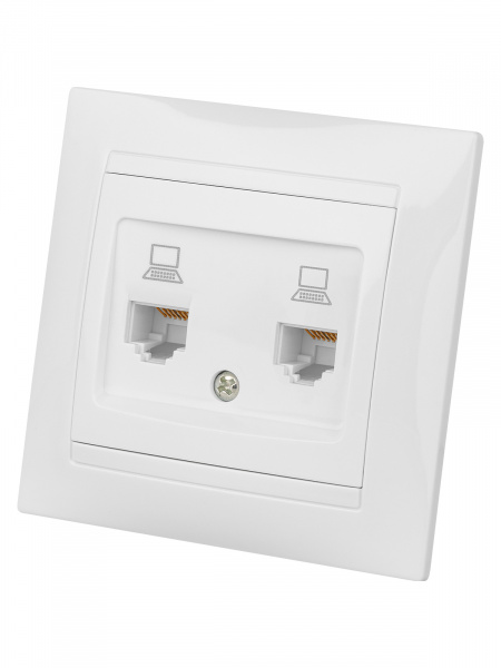 Розетка компьютерная двойная RJ45 белая "Лама" TDM