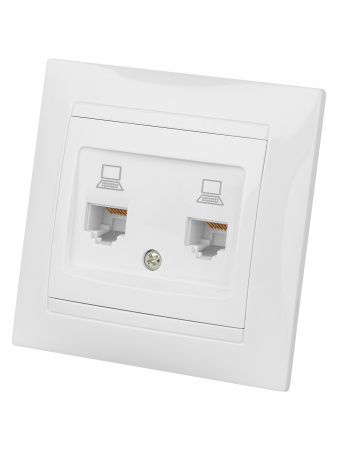 Розетка компьютерная двойная RJ45 белая "Лама" TDM