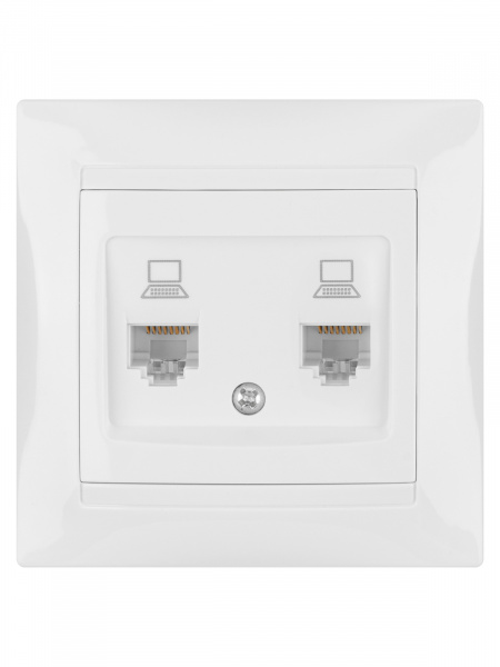 Розетка компьютерная двойная RJ45 белая "Лама" TDM