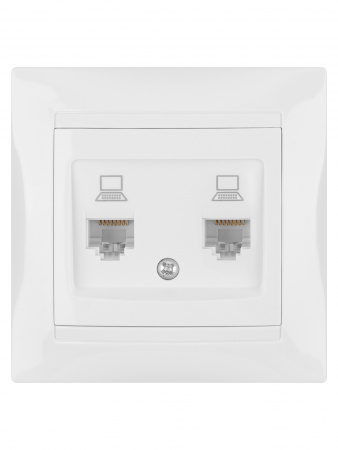 Розетка компьютерная двойная RJ45 белая "Лама" TDM