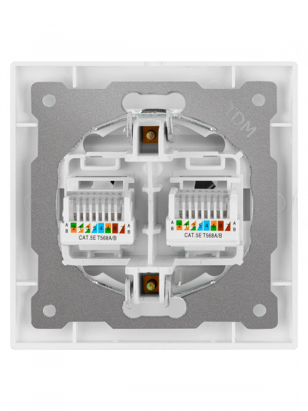 Розетка компьютерная двойная RJ45 белая "Лама" TDM
