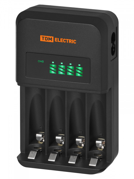 Зарядное устройство 18044 (1800 mA 4 слота АА/ААА 4 кан.), LCD-экран, 220 В, TDM