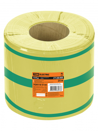 Термоусаживаемая трубка ТУТнг 120/60 желто-зеленая (25 м/ролл) TDM