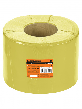 Термоусаживаемая трубка ТУТнг 80/40 желтая (25 м/ролл) TDM