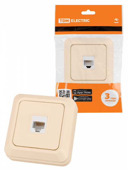 Розетка компьютерная (RJ-45) открытой установки IP20, сл. кость "Ладога" TDM