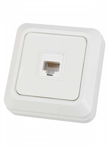 Розетка компьютерная (RJ-45) открытой установки IP20, белая "Ладога" TDM