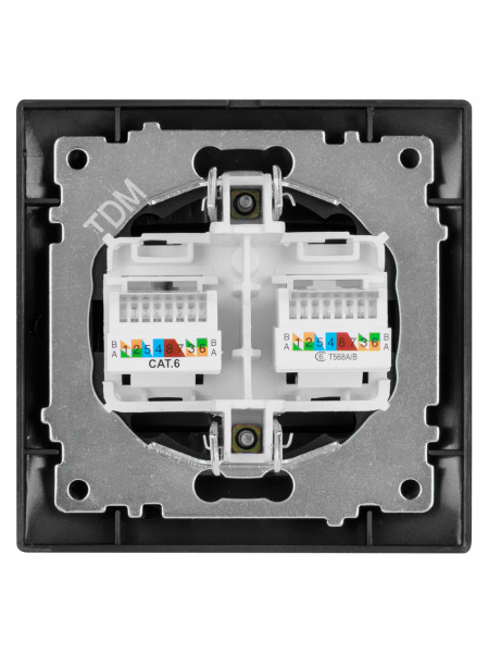 Розетка компьютерная двойная RJ45 шоколад "Лама" TDM