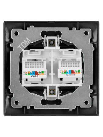 Розетка компьютерная двойная RJ45 шоколад "Лама" TDM