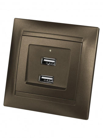 Розетка 2USB порт 2,1А 5В бронза "Лама" TDM