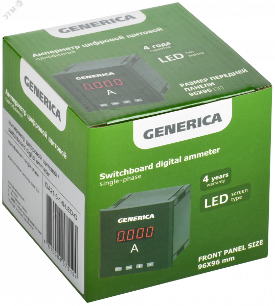 Амперметр цифровой щитовой однофазный 96х96 мм LED GENERICA