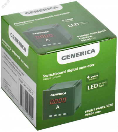 Амперметр цифровой щитовой однофазный 96х96 мм LED GENERICA