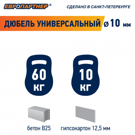 Дюбель универсальный 10х60 нейлон (50 шт)
