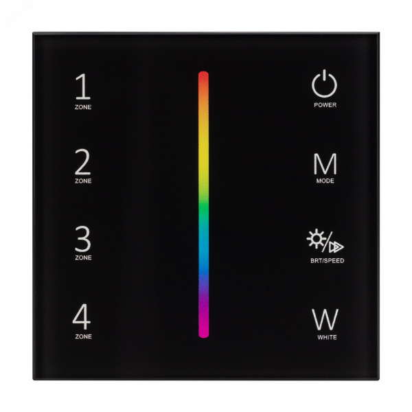 Панель Sens SMART-P30-RGBW Black 230V, 4 зоны, 2.4G ARL, IP20 пластик, 5 лет