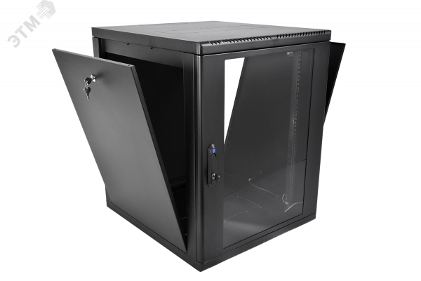 Шкаф 19'' телеком навесной разборный 12U (600 х 520) съемные стенки, дверь стекло, чёрный