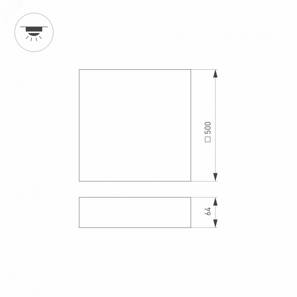 Светильник IM-QUADRO-EMERGENCY-3H-S500x500-54W Warm3000 WH, 120 deg, 230V IP40 металл, 2 года