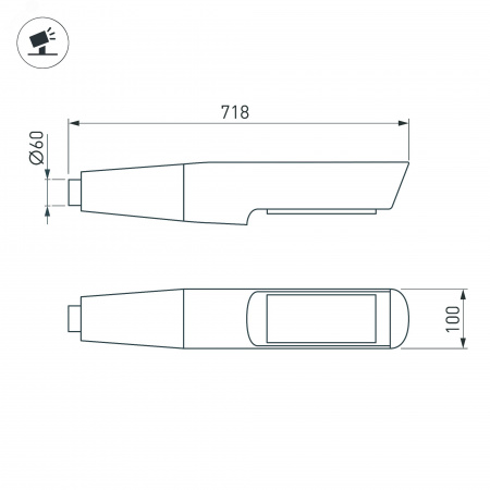 Светильник светодиодный OXOR-NOXT-EMP-718x100-50W Day4000 (BK, 120 deg, 230 В) IP65 (ARL, IP65 Металл, 3 года)