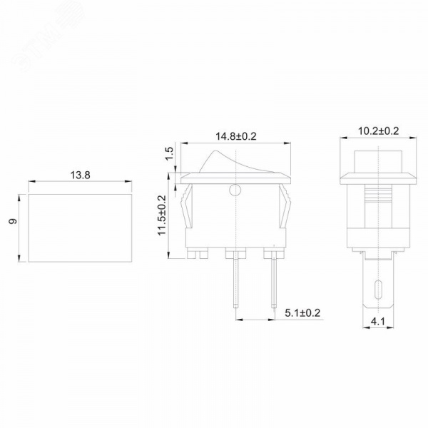 Выключатель клавишный 250V 3А (2с) ON-OFF белый Micro
