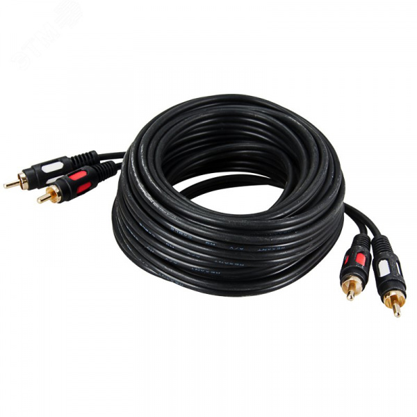 Шнур 2 RCA - 2 RCA, 5 м., черный GOLD