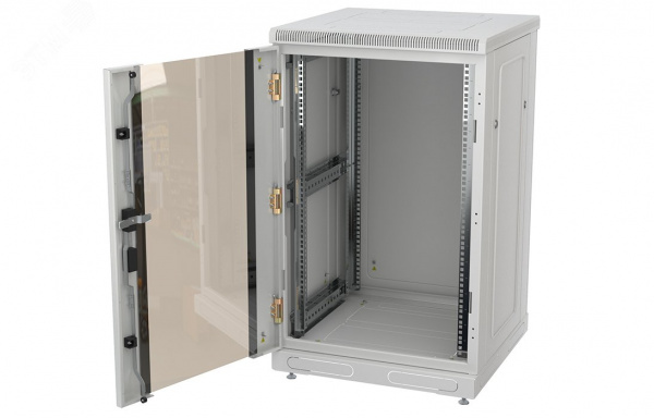 Шкаф телекоммуникационный напольный 24U 600x600 ШТ-НП-24U-600-600-С, передняя дверь стекло