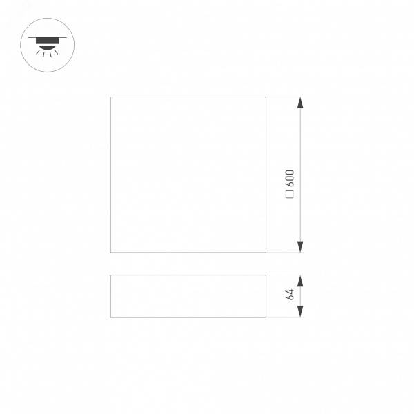 Светильник IM-QUADRO-EMERGENCY-3H-S600x600-64W Warm3000 (WH, 120 deg, 230V) (IP40 металл, 2 года)