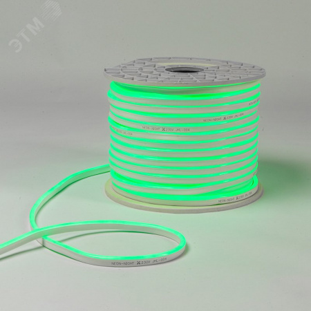 Гибкий неон 8х16мм односторонний 120 LED/м ЗЕЛЕНЫЙ 230В бухта 100м (с комплектом подключения)