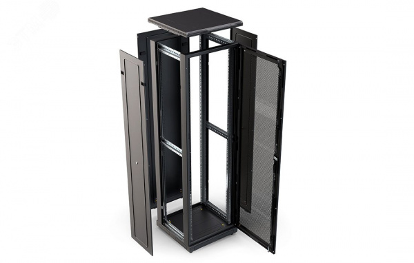 Шкаф телекоммуникационный напольный 42U 600x600 ШТ-НП-М-42U-600-600-П-Ч, передняя дверь перфорация, черный