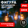 Гирлянда нить Филамент 2, 9,5 м, длина провода 60 см, 20 LED, теплый белый, E27, каучук, 220В, IP44 ERABL-FIL2