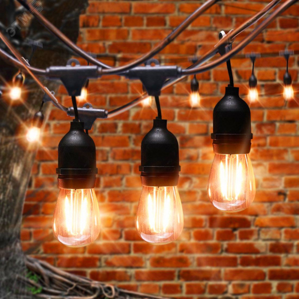 Гирлянда нить Филамент 2, 9,5 м, длина провода 60 см, 20 LED, теплый белый, E27, каучук, 220В, IP44 ERABL-FIL2