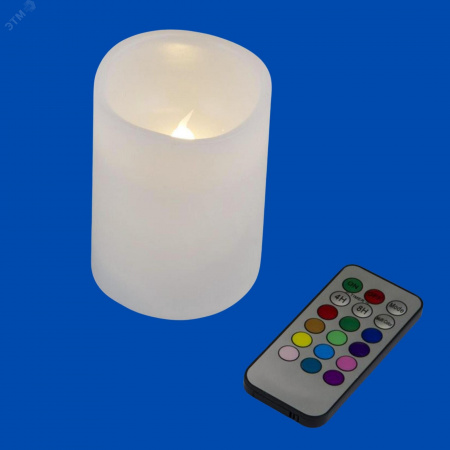 Фигура светодиодная Свеча на батарейках 2АА не в/к 7,5х10 см 1 светодиод RGB свет Пульт ДУ в/к ULD-F052 RGB RC CANDLE