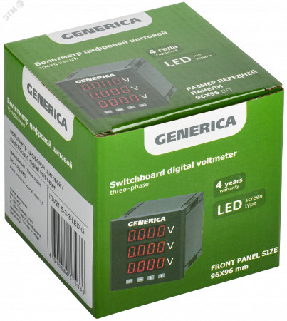 Вольтметр цифровой щитовой трехфазный DO RS-485 96х96мм LED GENERICA