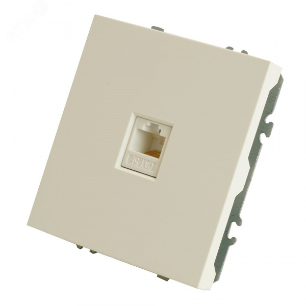 Розетка компьютерная 1-местная RJ-45 (механизм), серия Эмили, белый фарфор, soft touch