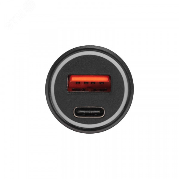Автозарядка в прикуриватель АЗУ USB-A QC 3.0+USB-C PD 38 Вт черная