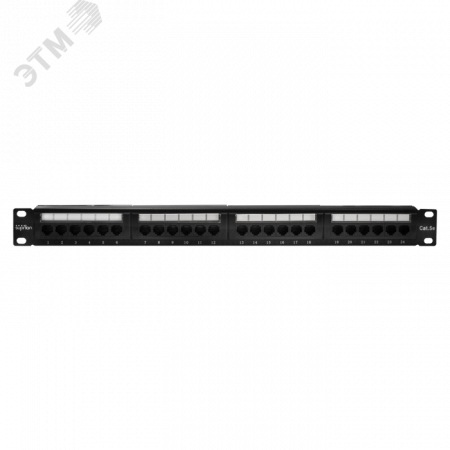 Патч-панель 19'. 24 порта RJ-45. UTP. Cat.5e. 1U