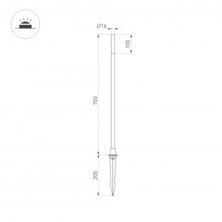 Светильник KT-CANNA-L750-1W Warm3000 (DG, 110 deg, 24V) (IP65 металл, 3 года)