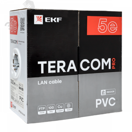Витая пара TERACOM PRO 5E F/UTP 4 пары solid 24AWG PVC серый 305м