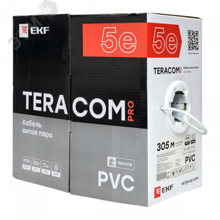 Витая пара TERACOM PRO 5E F/UTP 4 пары solid 24AWG PVC серый 305м