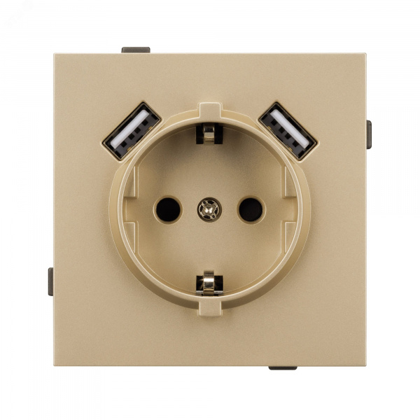 Механизм розетки с USB зарядкой SCT-TENDO-MUAA-SFPL-GD 230V, 16A, Золото светлое, 1 пост