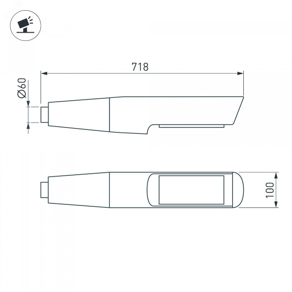 Светильник светодиодный OXOR-NOXT-EMP-718x100-75W Day4000 (BK, 120 deg, 230 В) IP65 (ARL, IP65 Металл, 3 года)