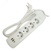 Удлинитель 4-местный c/з 3x1 мм2 3 м 250В 10А 2USB+1Type-C 2.4А Home белый