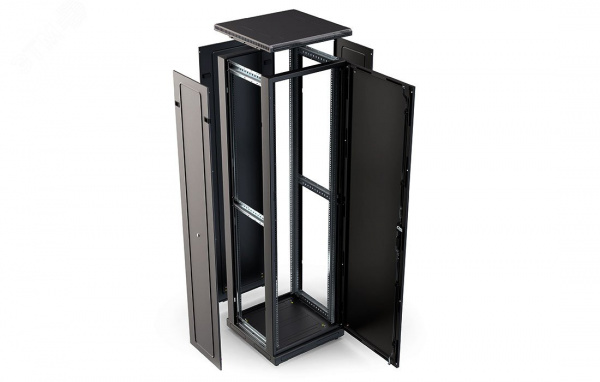 Шкаф телекоммуникационный напольный 42U 800x800 ШТ-НП-М-42U-800-800-М-Ч, передняя дверь металл, черный
